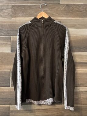 Vintage Y2K Brown Knit Full Zip Sweater 725 Originals 2000s Zellers Size XL Slim